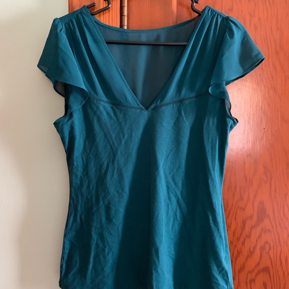 Dark turquoise short sleeve blouse